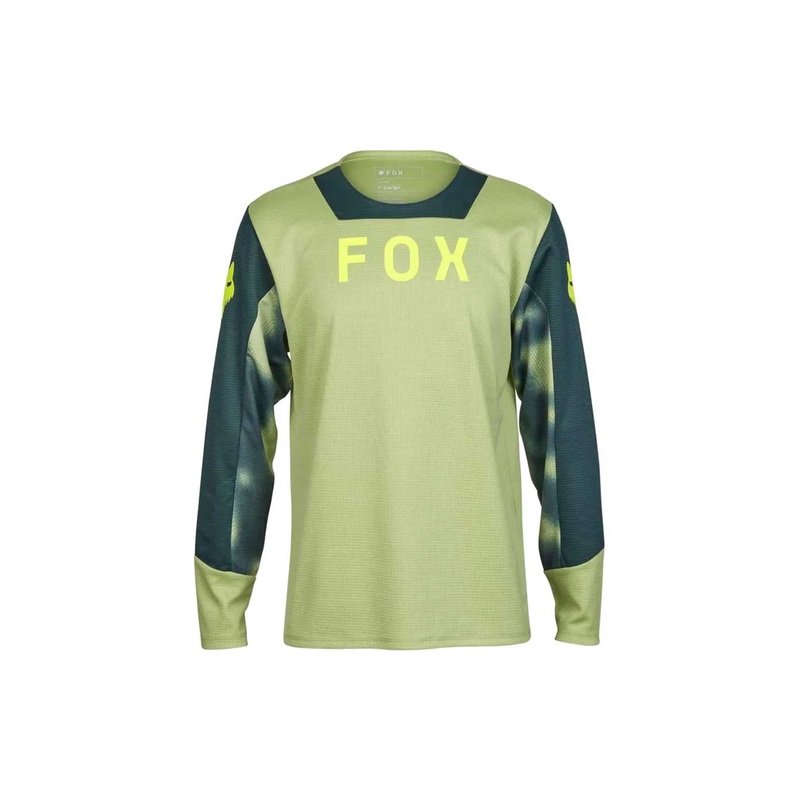 Fox Racing 2025 YOUTH Defend Taunt Long Sleeve Race Jersey PALE GREEN SMALL