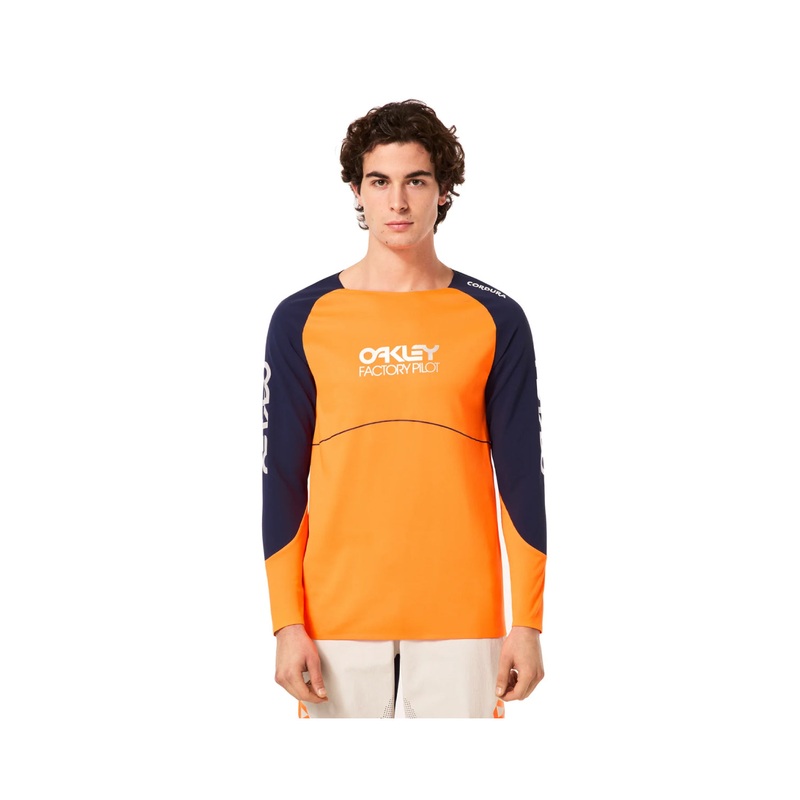 Oakley Maven Scrub Long Sleeve MTB Jersey ORANGE/BLUE X-SMALL