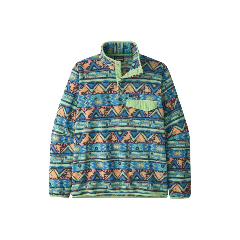 Patagonia Mens Lightweight Synchilla Snap-T Pullover HIGH HOPES GEO – SALAMANDER GREEN LARGE
