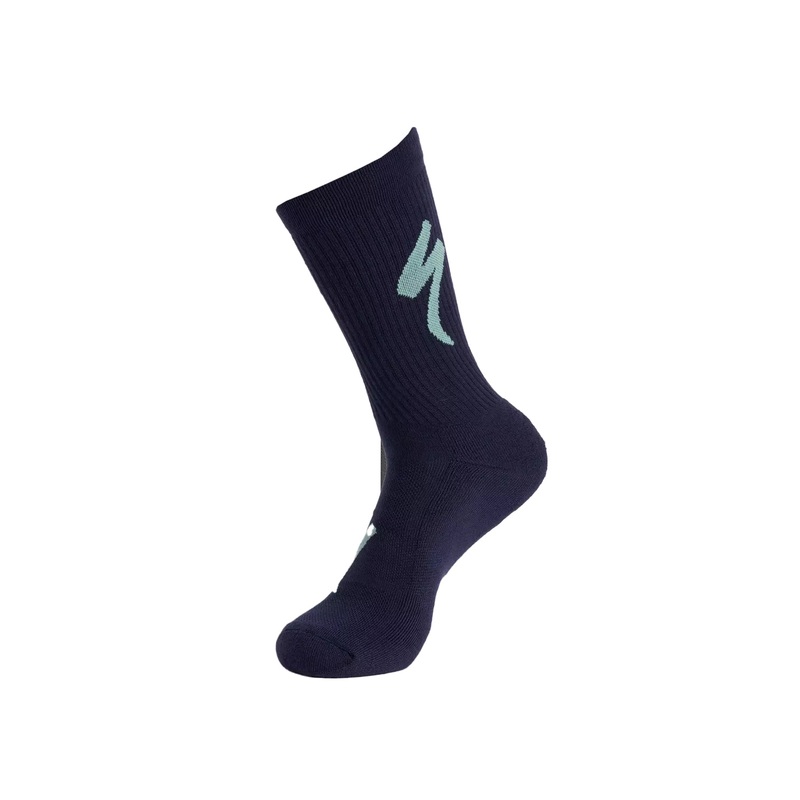 Specialized Techno MTB Tall Logo Socks DARK NAVY / WHITE SAGE SMALL