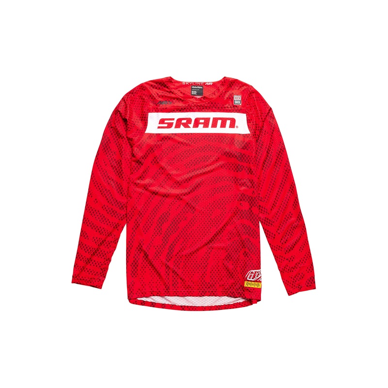 Troy Lee Designs 2024 Skyline Air Long Sleeve SRAM Roots Jersey FIERY RED SMALL