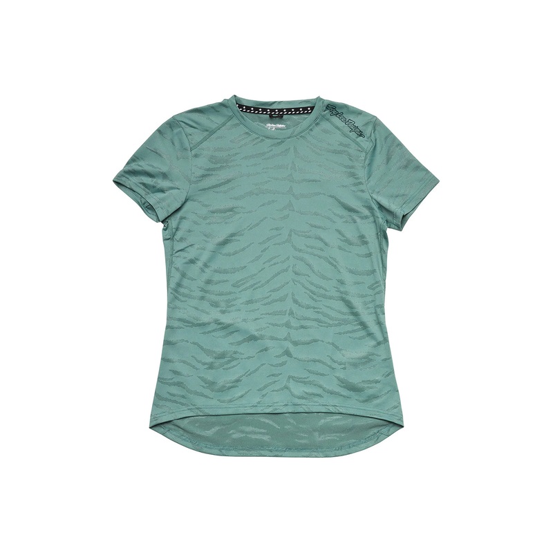 Troy Lee Designs 2024 Women’s Lilium Short Sleeve Jersey TIGER JACQUARD STEEL GREEN X-SMALL