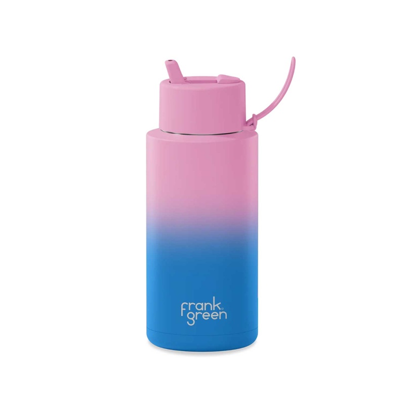 FRANK GREEN 34oz (1000ml – 1L) Stainless Ceramic Reusable Bottle With Flip Lid GRADIENT SUMMER SUNSET