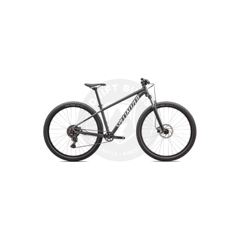 SPECIALIZED 2025 ROCKHOPPER SPORT Mountain Bike SATIN BLACK LIQUID METAL/WHITE 27.5″- X-SMALL