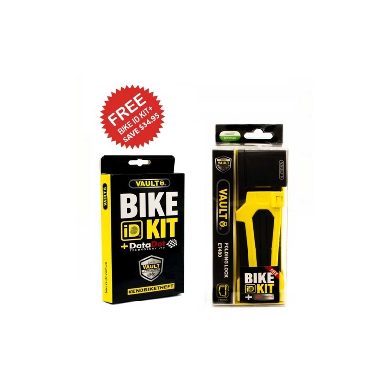 Vault Folding Lock With Bike ID Kit+ BLACK HOLDER