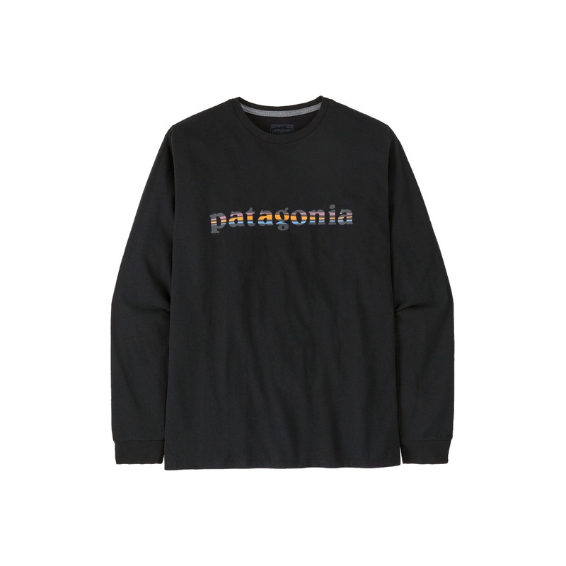 Patagonia Men’s Long Sleeved ’73 Text Logo RESPONSIBILI-TEE BLACK MEDIUM