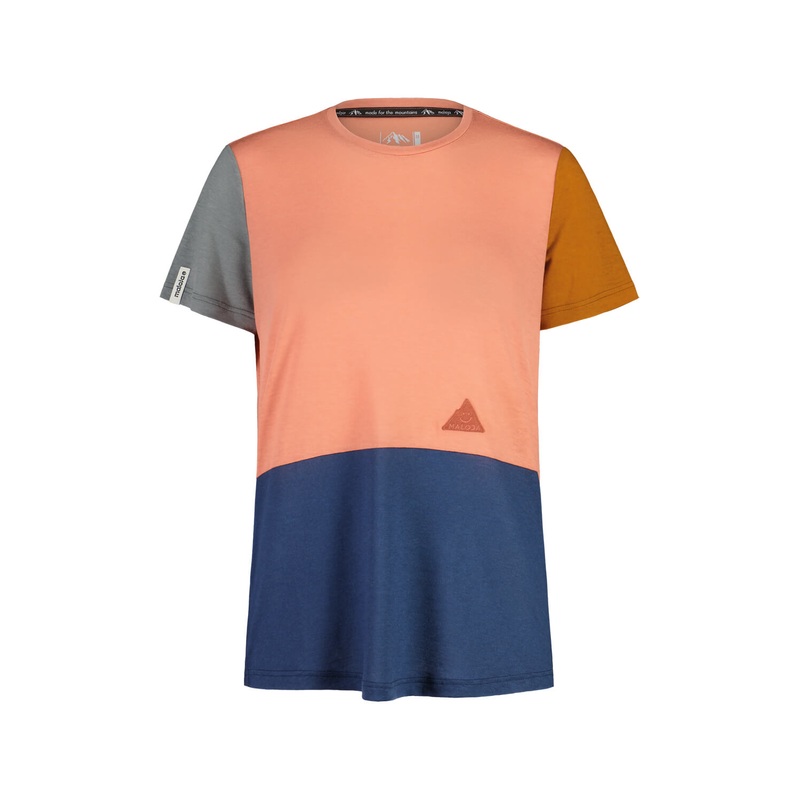 MALOJA WOMENS ALMENRAUSCHM SHORT SLEEVE TRAIL TEE ROSEWOOD MULTI MEDIUM