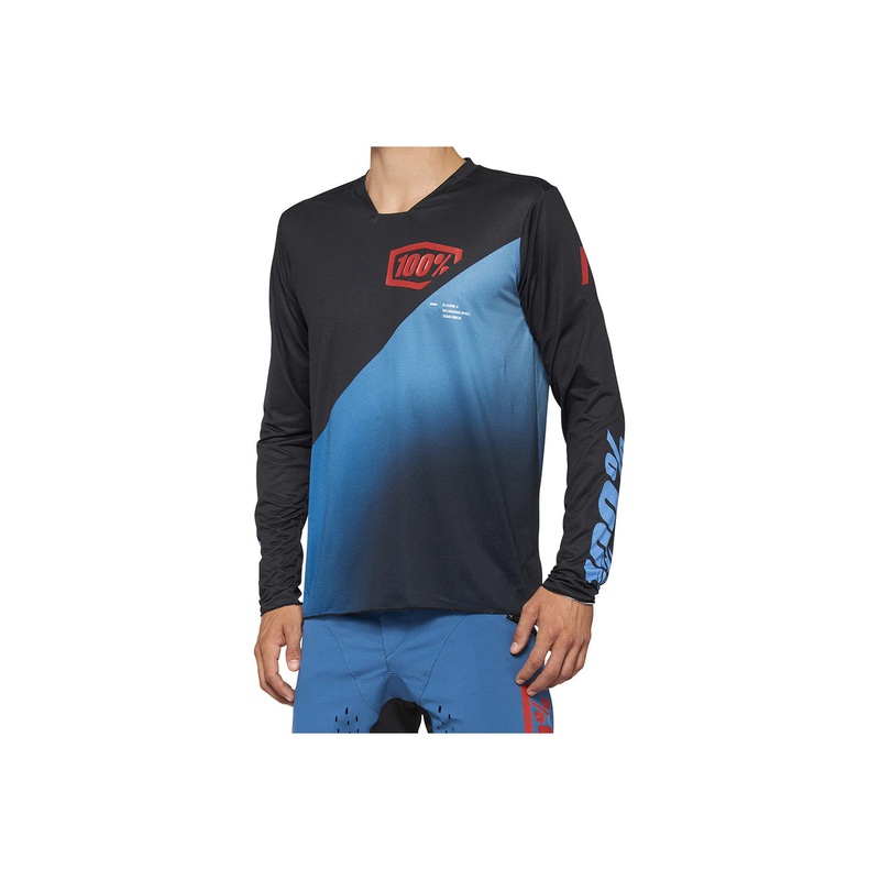 100% 2022 R-Core X Long Sleeve MTB Jersey BLACK/GREY SMALL
