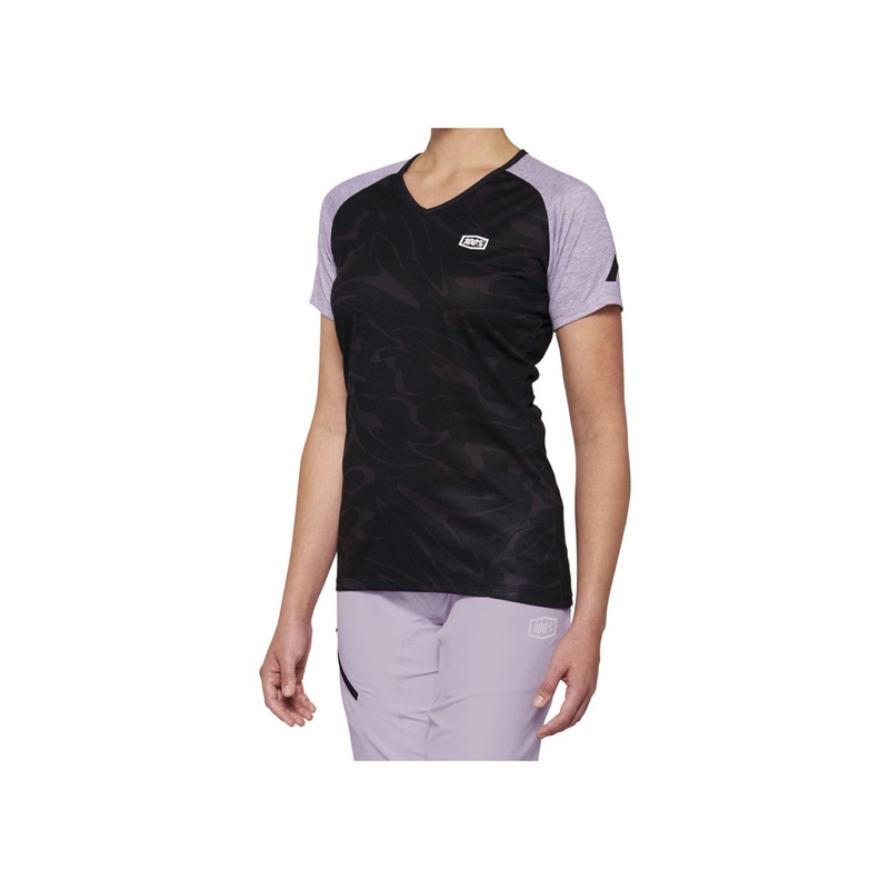 100% Womens 2022 Airmatic MTB Jersey BLACK/LAVENDER SMALL