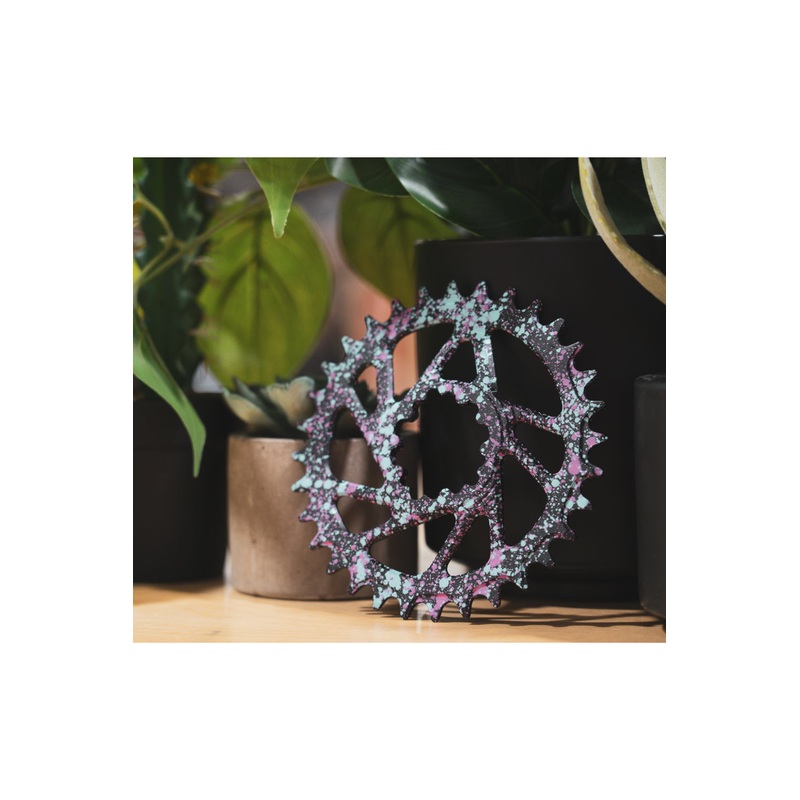 UNITE CO Grip Chainring V2 Custom Splatter Blue/Pink Sram DM 32T