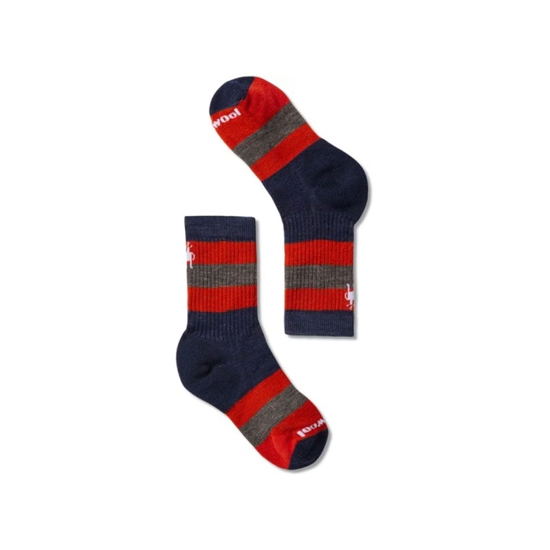 Smartwool Socks Kids Hike Medium Striped Crew DEEP MARLIN SMALL