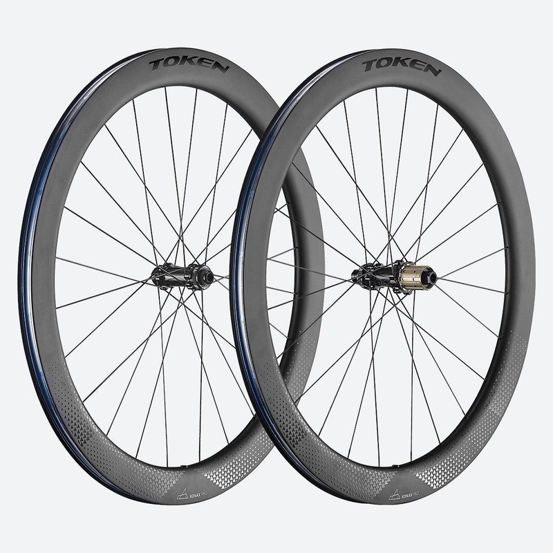 Token Ventous and  Konax Pro Carbon Disc Brake Wheel- Shimano/Sram (Black/White Decal) Front & Rear