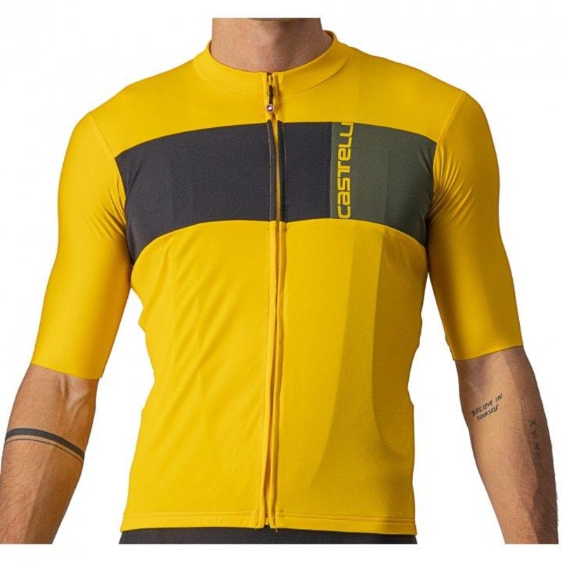 Castelli Prologo 7 Mens Cycling Jersey (Saffron/Light Black/Military Green) S