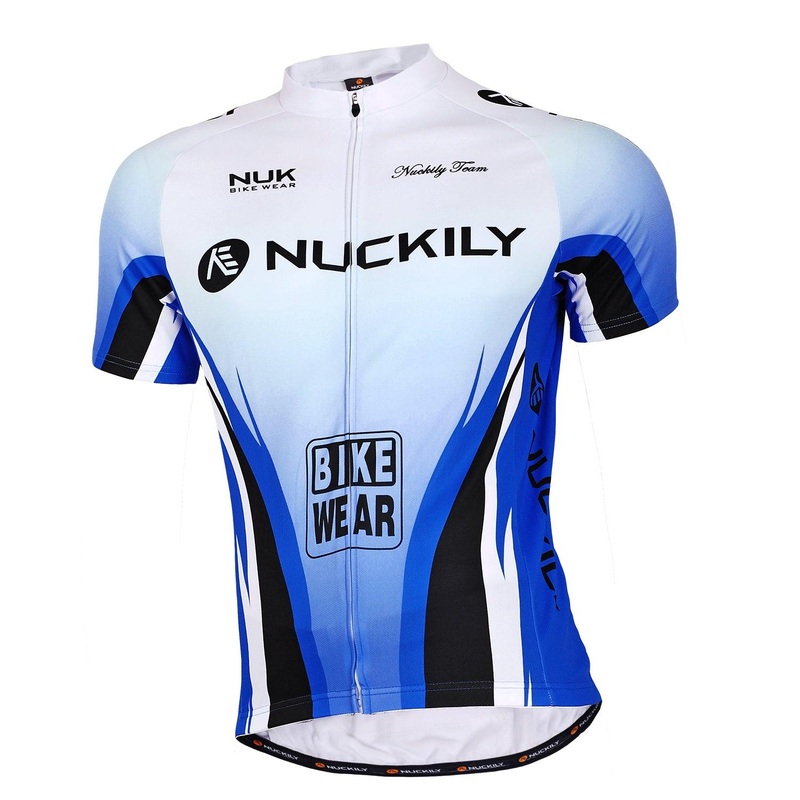 Nuckily MA002 Mens Cycling Jersey (White/Blue) S