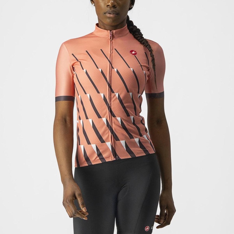 Castelli Pendio Women’s Cycling Jersey (Blush/Dark Gray-White) XS