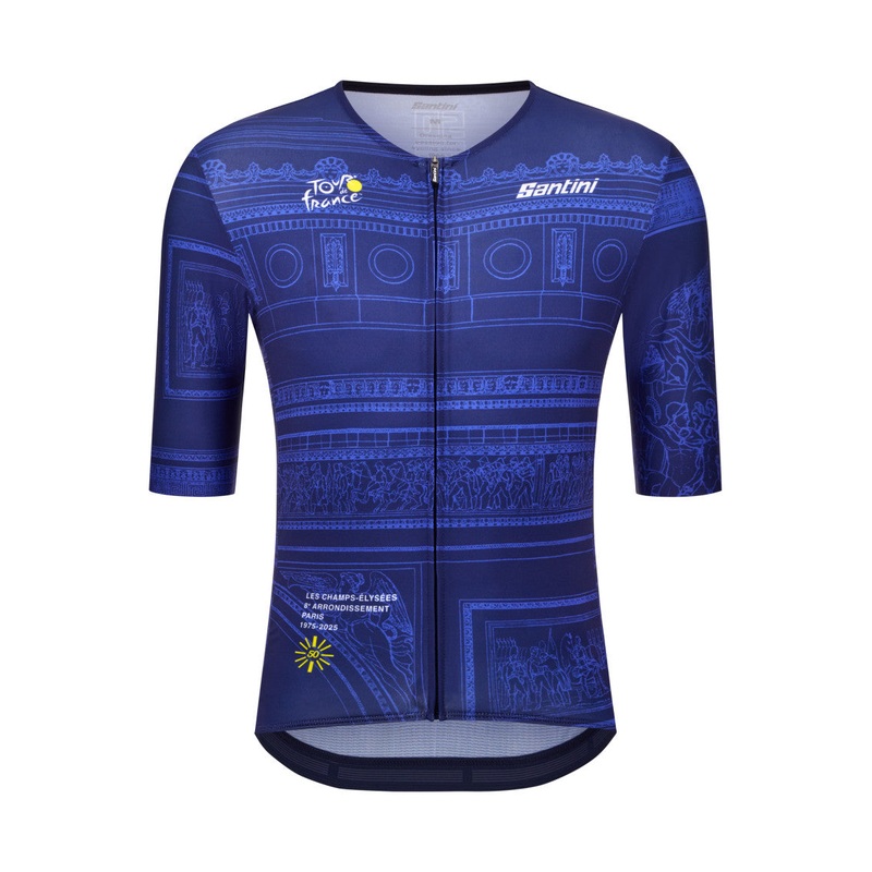 Santini Arrivee Arc De Triomphe Unisex Cycling Jersey (Marine Blue) M