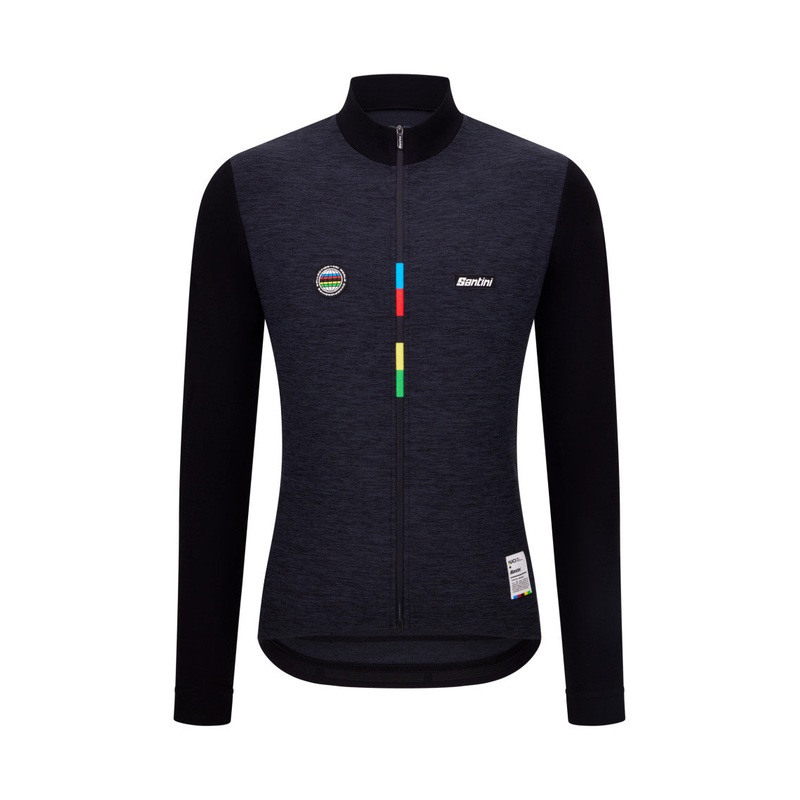Santini UCI World Champion Mondo Long Sleeve Men’s Cycling Jersey (Black) S