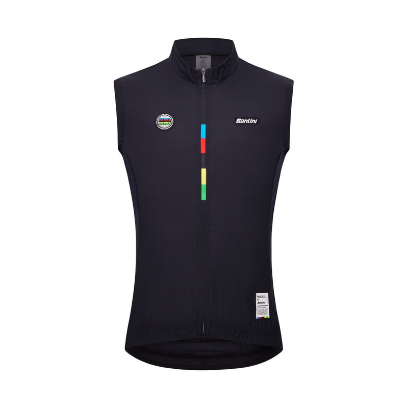 Santini UCI World Champion Mondo Men’s Cycling Wind Vest (Black) S