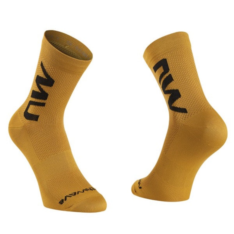 Northwave Extreme Air Mid Unisex Cycling Socks (Ochre) L