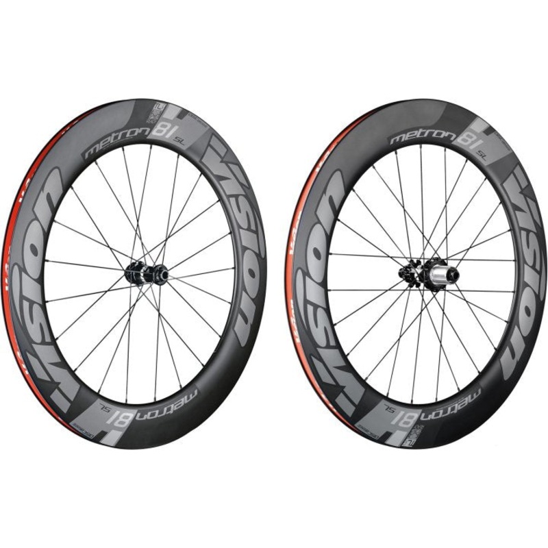 Vision Metron 81 SL Carbon Tubeless Ready Disc Brake Wheel – Shimano (Black/Red) Front & Rear