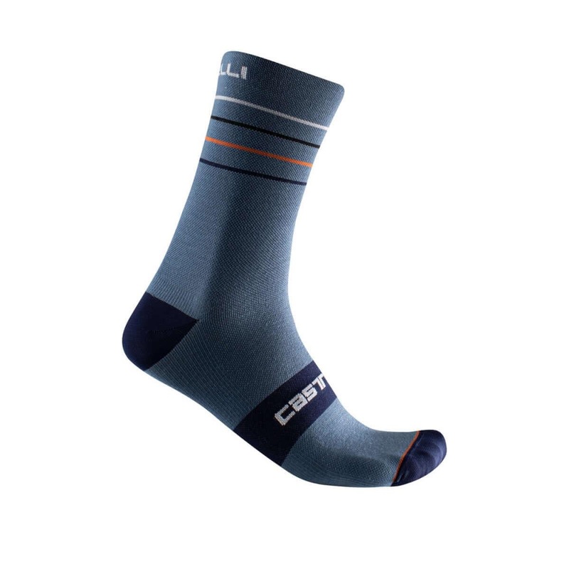 Castelli Endurance 15 Mens Cycling Socks (Light Steel Blue/Pop Orange) L-XL