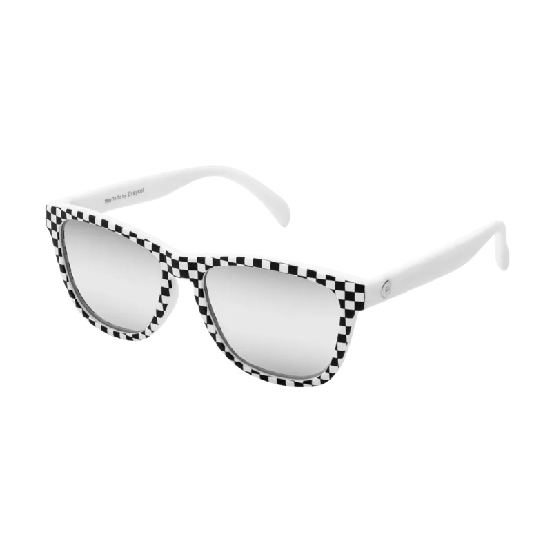 Craycol Raceready Chequered Power Sunglasses (IWhite-Black) Single Vision Reflective Cyan Green