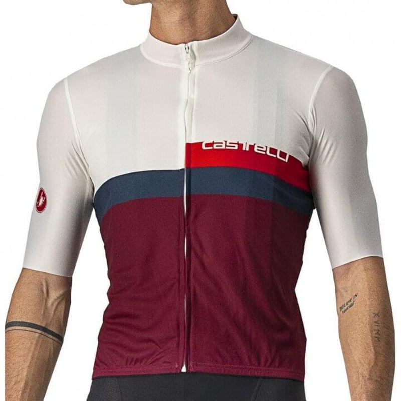 Castelli A Blocco Mens Cycling Jersey (Ivory/Red/Blue/Bordeaux) S