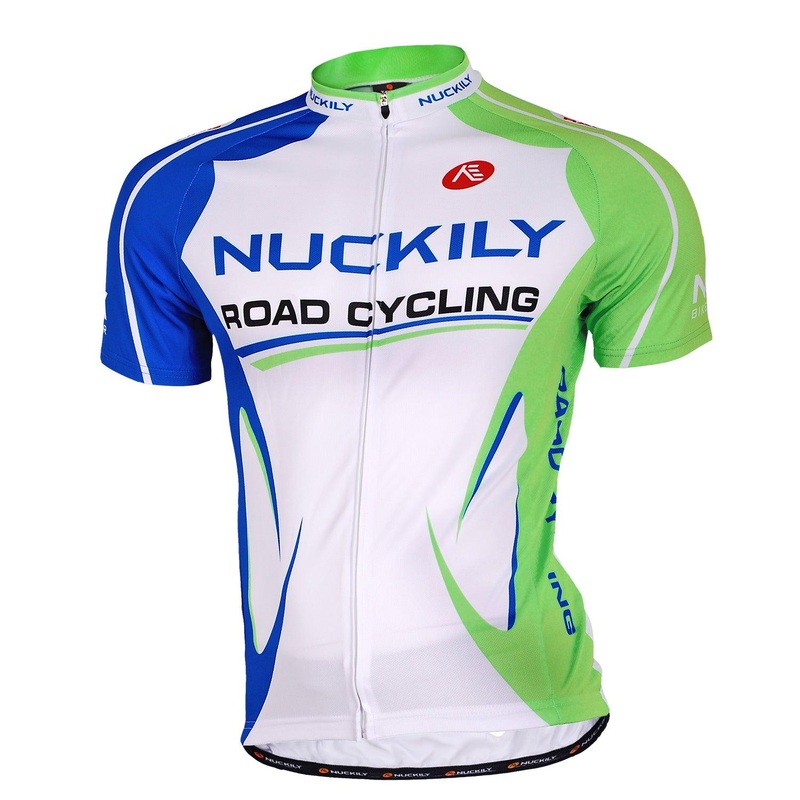 Nuckily MA003 Mens Cycling Jersey (White/Blue/Green) S
