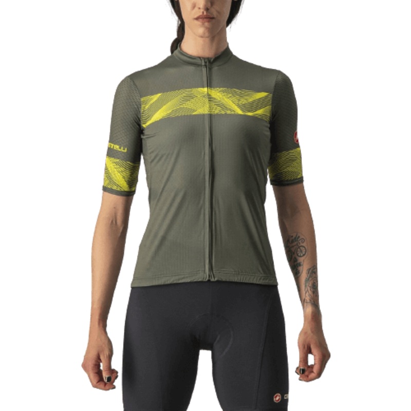 Castelli Fenice Women’s Cycling Jersey (Military Green/Sulphur) XS