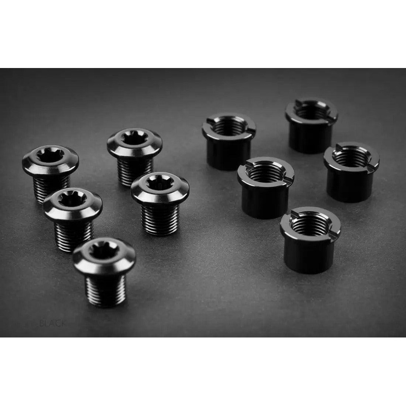 absoluteBLACK Chain Ring Bolts Set of 4, Black, Long