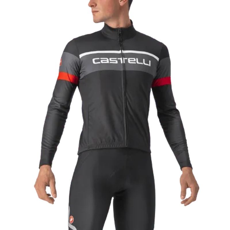 Castelli Passista Mens Cycling Jersey (Light Black/Dark Gray-Red) M