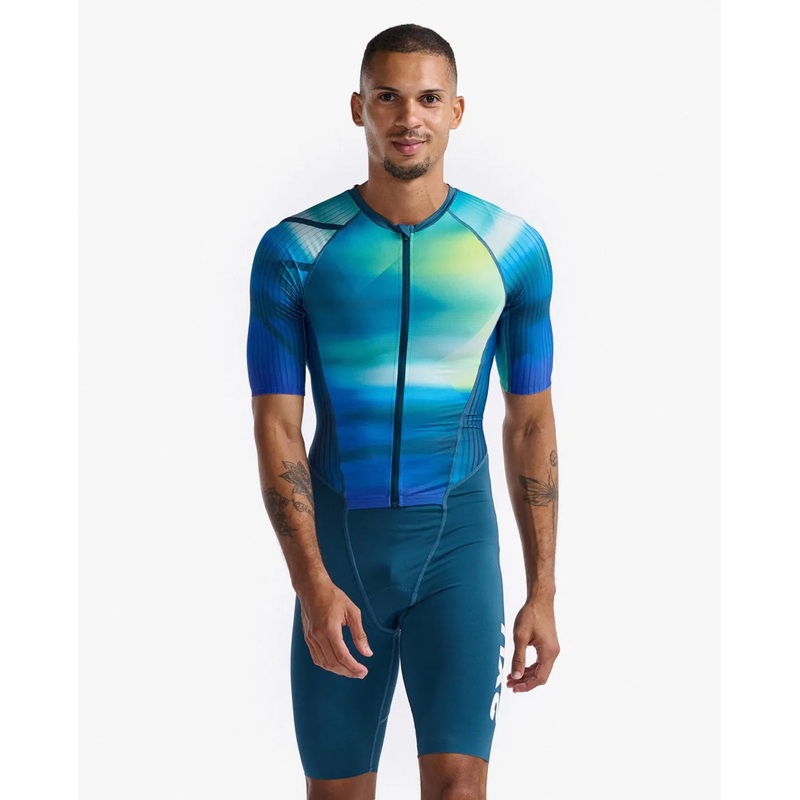 2XU MT6426D Aero Sleeved Men’s Triathlon Suit (Spring Green/Majol) S