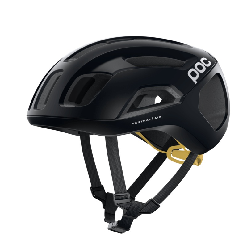 POC Ventral Air Spin Road Cycling Helmet (Uranium Black/Sulphur Yellow Matt) Small (50-56)cm