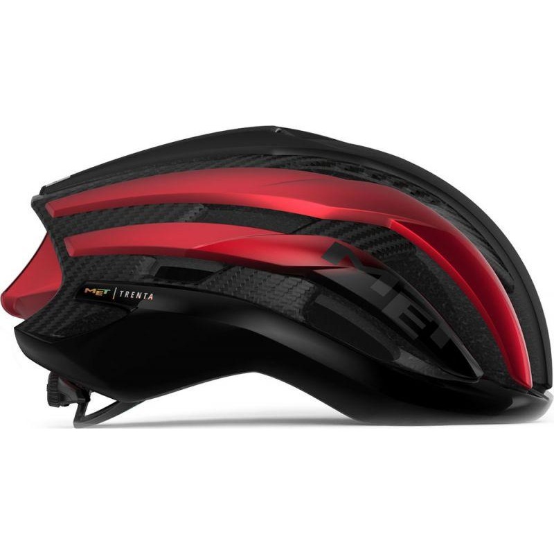 MET Trenta 3K Carbon MIPS Road Cycling Helmet (Black/Red Metallic/Matt Glossy) Medium (56-58)cm