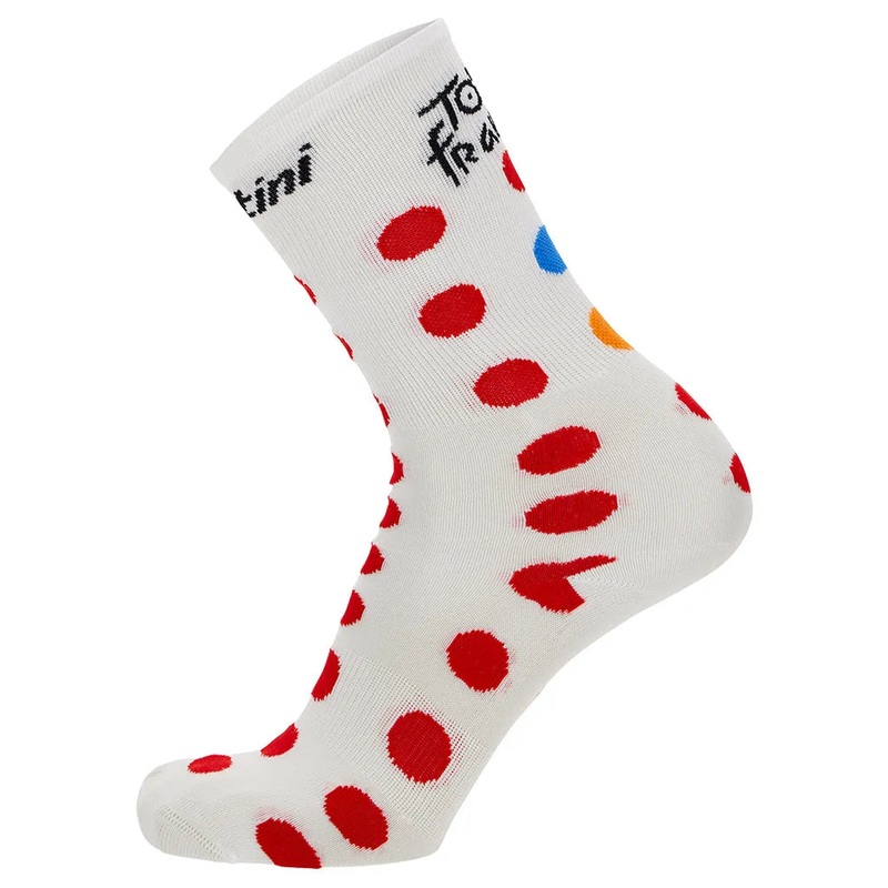Santini Tour De France Kom Unisex Cycling Socks (Polka Dots) M-L
