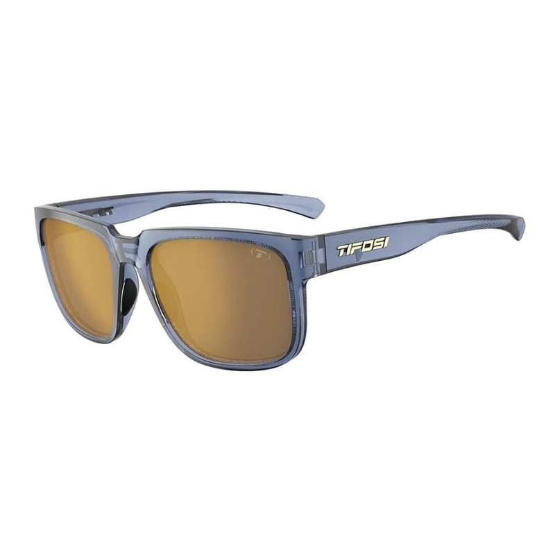 Tifosi Shumo Sunglasses Crystal Denim Frame – Smoke Tint with Gold Mirror Lens