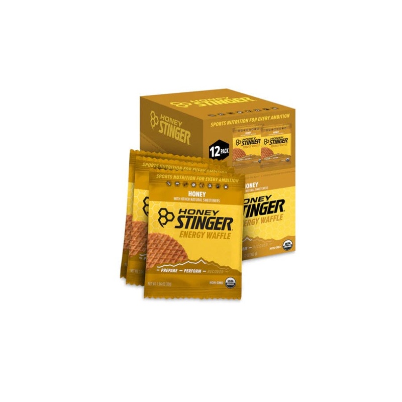 BOX of Honey Stinger Organic Waffles Gluten Free Salted Caramel 12 Pack