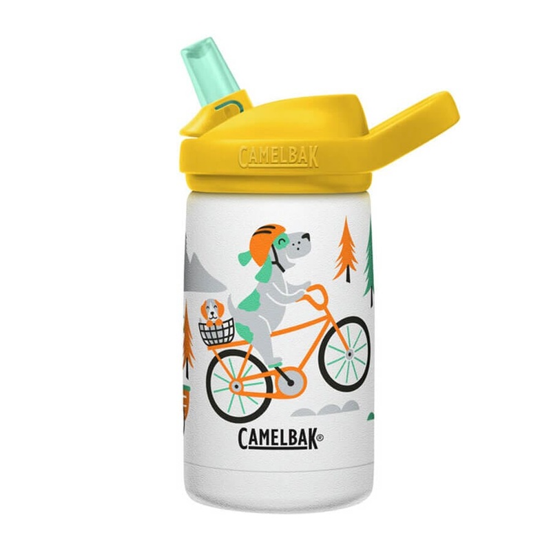 CamelBak Eddy+ Kids 12oz Stainless Steel Water Bottle Biking Dogs